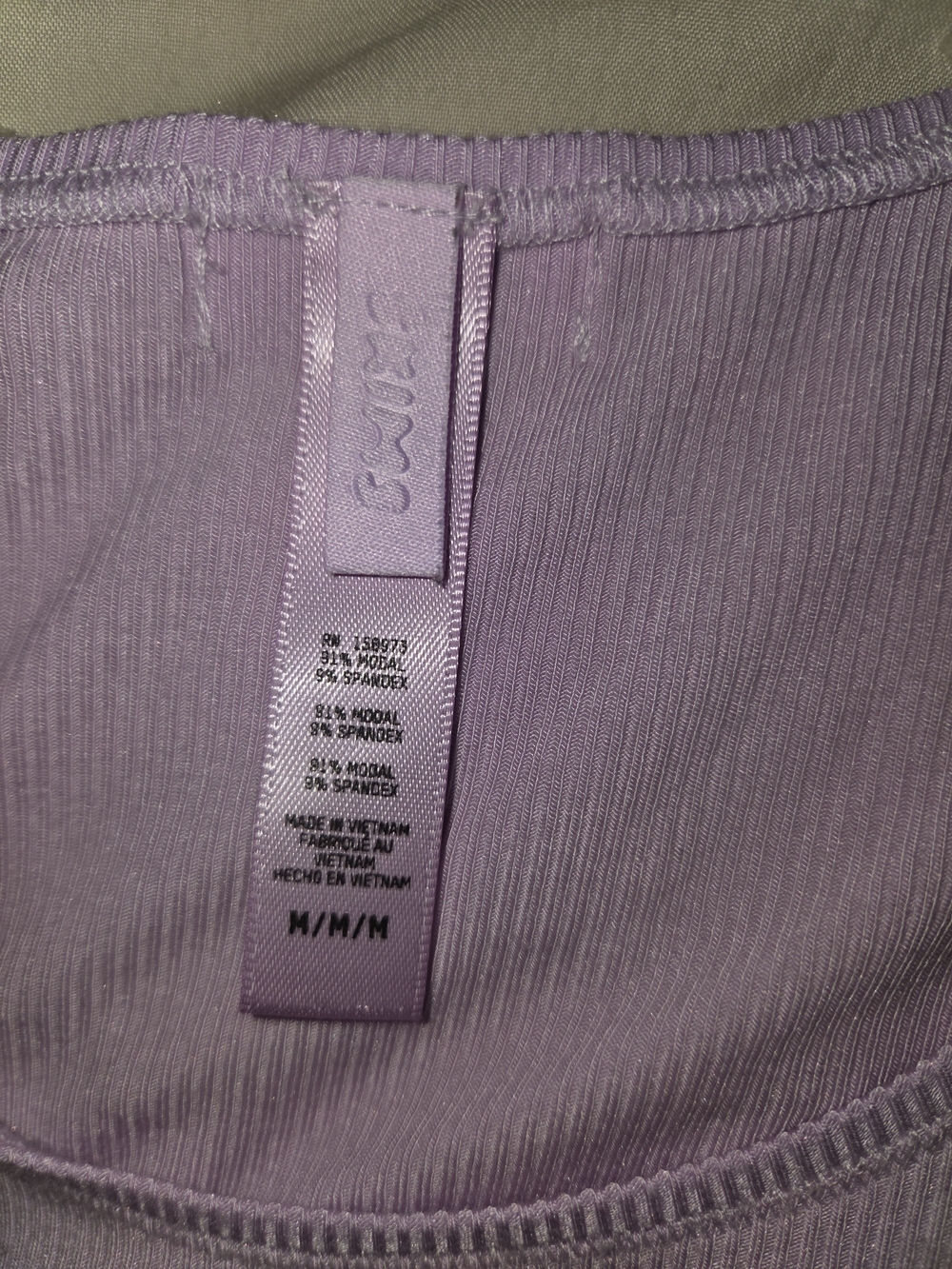 SKIMS Lavender Ribbed Robe & matching tank. *Missing robe tie. Tank med, Robe sm